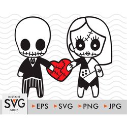 Jack and Sally SVG, A nightmare before christmas svg, cutting files for cricut silhouette, Easy Cut, Layered By Color, I