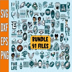 Bundle 91 Files Philadelphia Eagles Football Team Svg, Philadelphia Eagles Svg, NFL Teams svg, NFL Svg, Png, Dxf, Eps, I