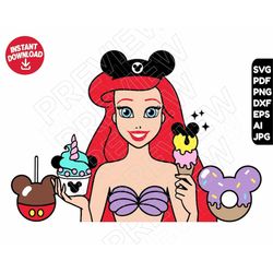 Ariel SVG the little mermaid , disneyland snacks png dxf clipart cricut , cut file layered by color