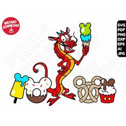 Mushu disneyland snacks SVG dxf png clipart, cut file layered by color