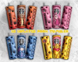 3D Pooh And Friends Characters Tumbler Wrap, Winner The Pooh Png, Pooh Bear Png, Tumbler, 3D Cartoon, Cartoon Png