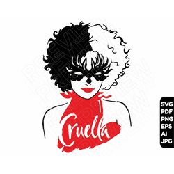 Cruella SVG design png clipart , cut file layered by color