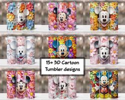 3D Disney Cartoon Tumbler Design, Tumbler Wrap Png, Tumbler Png, Disney Png, 20 oz Skinny Tumbler, Mickey Mouse Png
