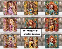 3d Cartoon Princess Tumbler Design, Sublimation Designs Downloads, 3d Cartoon Png, 20 Oz Tapered Tumbler Sublimations