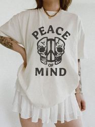 peace of mind oversized graphic tee,comfort colors graphic tee,skull s