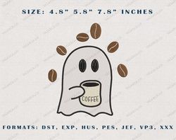 Spooky Coffee Embroidery Design, Stay Spooky Embroidery File, Spooky Halloween Embroidery Machine Design, Instant Downlo