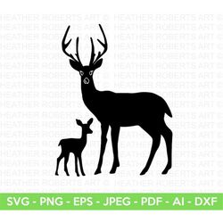 Deer Silhouette Svg, Deer SVG, Deer Silhouette, Buck SVG, Animal Silhouette SVG, Antlers Svg, Cricut Cut File, Silhouett