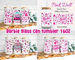 Barbie Glass Can Tumbler 16oz Svg, Barbie Svg, 16oz Glass Can Wrap Svg, Barbie Doll Svg, Cartoon Svg, Bundle File