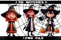 3D Witches 11 PNG Files Sublimation Digital Vector File