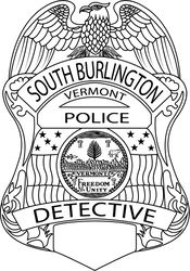 South Burlington police vermont detective badge vector file Black white vector outline or line art file