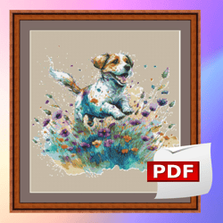 Dog Cross Stitch Pattern 3 Instant PDF Download -  Watercolor Cross Stitch Pattern - Animal Cross Stitch Pattern