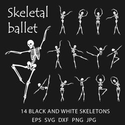 Skeleton ballet bundle, SVG files for Cricut, Dancing skeleton, Skeleton dancing, Silhouette DXF, Halloween, cut files