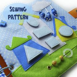 Quiet book page, Geometric Houses, PDF sewing pattern, SVG files