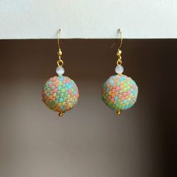 Pastel earrings balls earrings beaded earrings dangle drop earrings