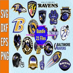Bundle 21 Files Baltimore Ravens Football team Svg, Baltimore Ravens svg, NFL Teams svg, NFL Svg, Png, Dxf, Eps, Instant