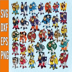 32 Files Taz and Bugs Kriss Kross With NFL Teams Bundle Svg, NFL Team Svg, Sport Bundle Svg, Png, Jpg, Dxf, Eps