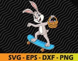 Easter Day Rabbit Riding A Skateboard Boys Girls Kids Skater Svg, Eps, Png, Dxf, Digital Download