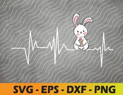 Easter Day Bunny Rabbit Heartbeat Easter Egg Cute Svg, Eps, Png, Dxf, Digital Download