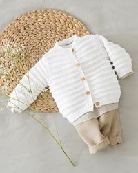 Knitting  Patterns  Baby Clothes Ethan Cardigan in Phildar Phil Ecocoton - Downloadable PDF