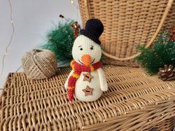 Cute Stuffed Snowman Handmade. Christmas Gift Winter Decor. Decor Snowman Plush. Cute universal Christmas gift decor