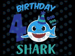shark 4th birthday svg, boy birthday shark svg dxf eps, boy fourth birthday clipart, four year old, baby, shark,4th birt