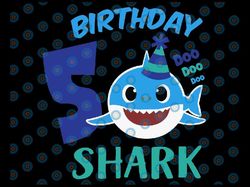 shark 5th birthday svg, boy birthday shark svg dxf eps, boy fifth birthday clipart, five year old, baby, shark, 5th birt
