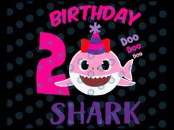 shark 2nd birthday svg, girl birthday shark svg dxf eps, girl second birthday clipart, two year old, baby, shark, 2nd bi