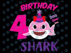 shark 4th birthday svg, girl birthday shark svg dxf eps, girl fourth birthday clipart,four year old,baby, shark,4th birt