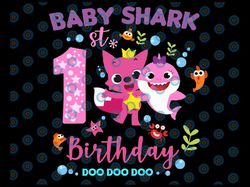 Shark 1st Birthday Svg, Girl Birthday Shark Svg Dxf Eps, Girl First Birthday Clipart, One Year Old, Baby, Shark,1st Birt