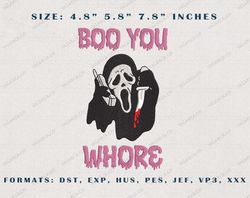 Scary Halloween Embroidery Design, Boo You Whore Halloween Serial Killer Embroidery File, Face Ghost