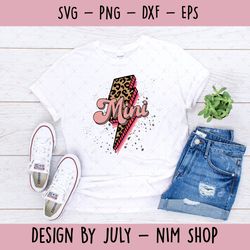 Retro mama and mini shirts Svg, Leopard thunder SVG, Mother Shirts, Baby Shirts