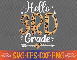 Hello 3rd Grade Leopard Back To School Svg, Eps, Png, Dxf, Digital Download
