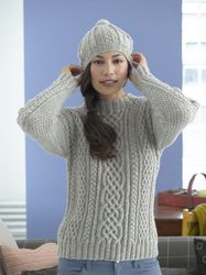 Knitting  Patterns  Hats Inishturk Sweater and Tam in Lion Brand Fishermen's Wool - 90047AD Downloadable PDF, English