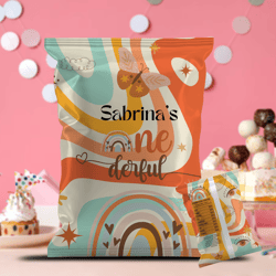 On Derful Groovy Chip Bag Template, Chip Bag 1st Birthday Groovy Style Invitation Canva Editable Instant Download
