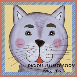 CAT, cat portrait, cat illustration from Zoo collection, digital picture, square illustration, cute animals
