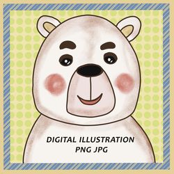polar bear portrait, white bear illustration, digital artwork
