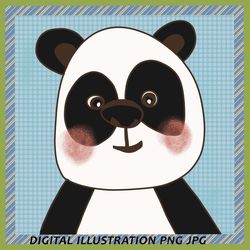 Panda, Panda Bear, Panda portrait, panda illustration, digital artwork