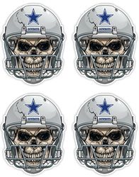 qty of 4 full color 2 inch dallas cowboys skull vinyl decal sticker