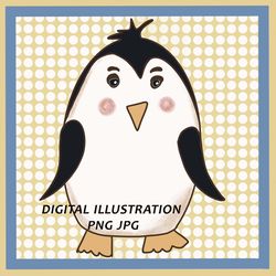 Penguin, penguin portrait, penguin picture, digital illustration, artwork