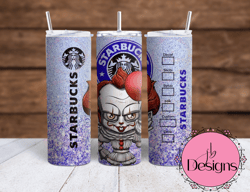 Starbucks Halloween -Pennywise from IT Sublimation tumbler wraps 20oz and 30oz