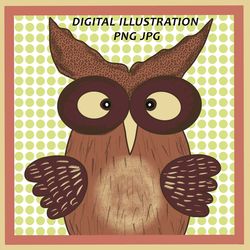 OWL portrait, owl illustration, digital artwork, unique artwork