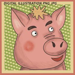 PIG portrait, PIG illustration, digital artwork, unique artwork, PIG