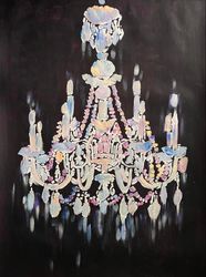 Acrylic painting Abstract chandelier painting Abstract art Antique Galainart Interior painting Wall decor Artwork French