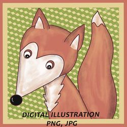 FOX, fox portrait, fox picture, fox illustration, digital artwork, PNG ana JPG files