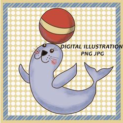 SEAL, seal portrait, seal picture, digital picture, unique artwork, PNG and JPG file