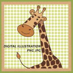Giraffe, giraffe portrait, giraffe illustration, digital picture, artwork, PNG and JPG files