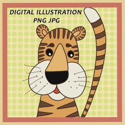 TIGER, tiger portrait, tiger illustration, decor, digital picture, JPG and PNG files