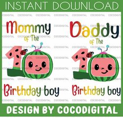 Cocomelon Dad and Mom Of Birthday Boy png, Cocomelon Bundle png, Cocomelon Birthday, Watermelon Birthday
