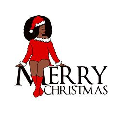 Christmas Afro Girl In a Santa hat Svg, Black African American Lady Woman Diva DXF EPS PNG Cut Files