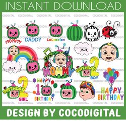 Cocomelon Personalized Name And Ages Birthday Svg, Cocomelon Brithday Bundle Png,Cocomelon Family Birthday Png, Watermel
